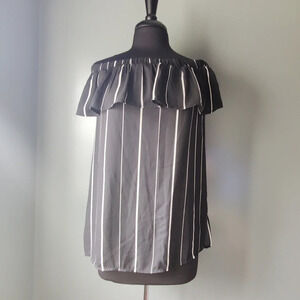 DR2 Daniel Rainn Off the Shoulder Striped Blouse